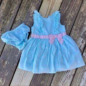 Turquoise and Pink Ruffle, Bird Print, Dress- 2pc